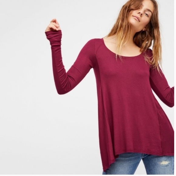 Free People January Tee In Merlot Size XS - Picture 1 of 9